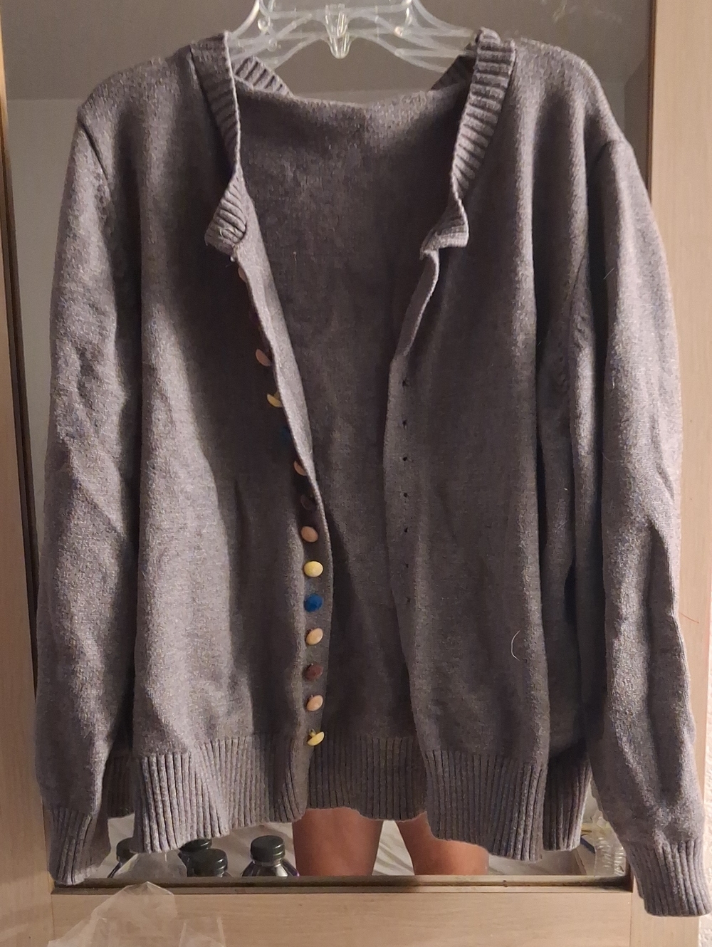 Women's Gray Button-Front Sweater Cardigan